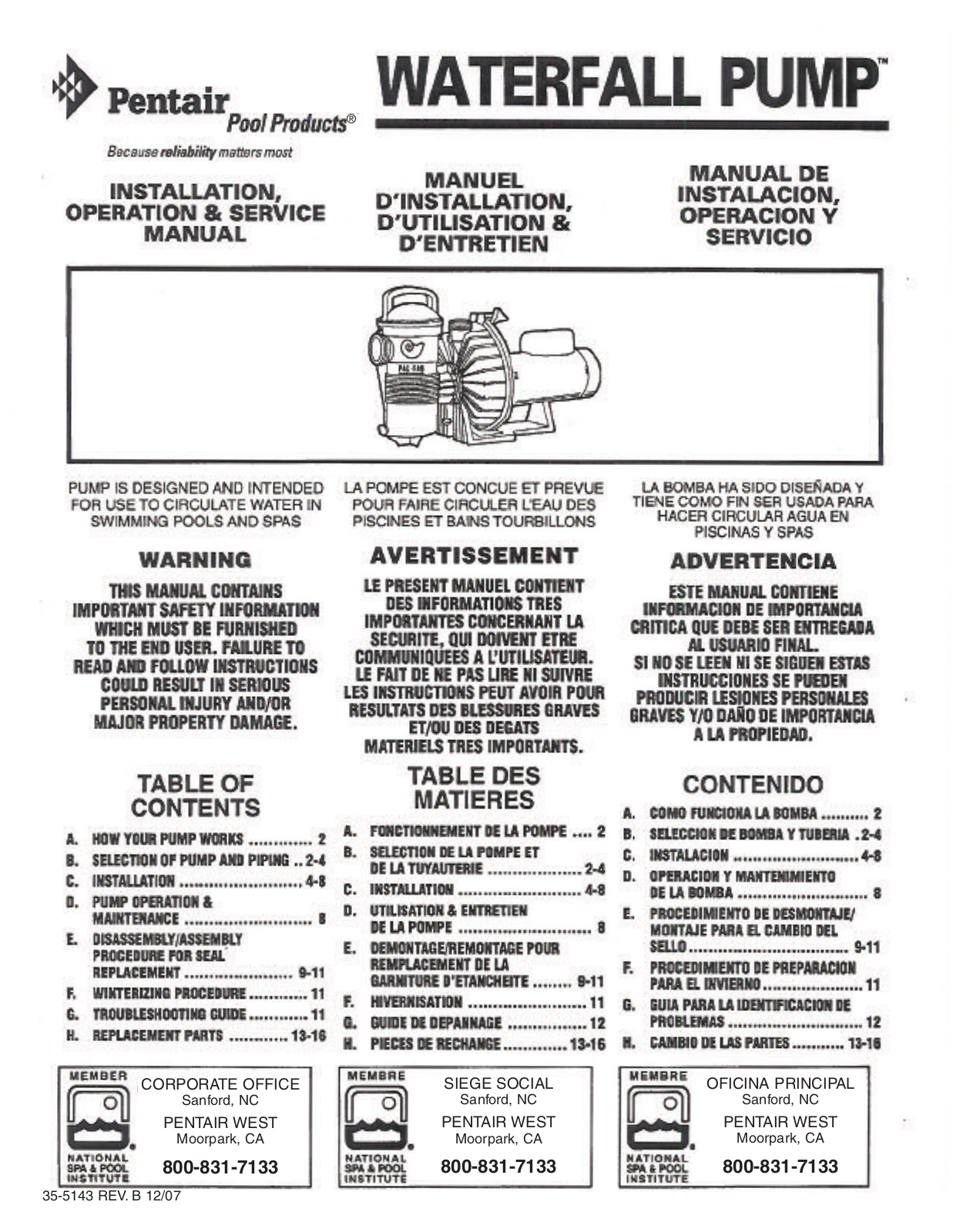 Sta-Rite AF180 Installation  Manual