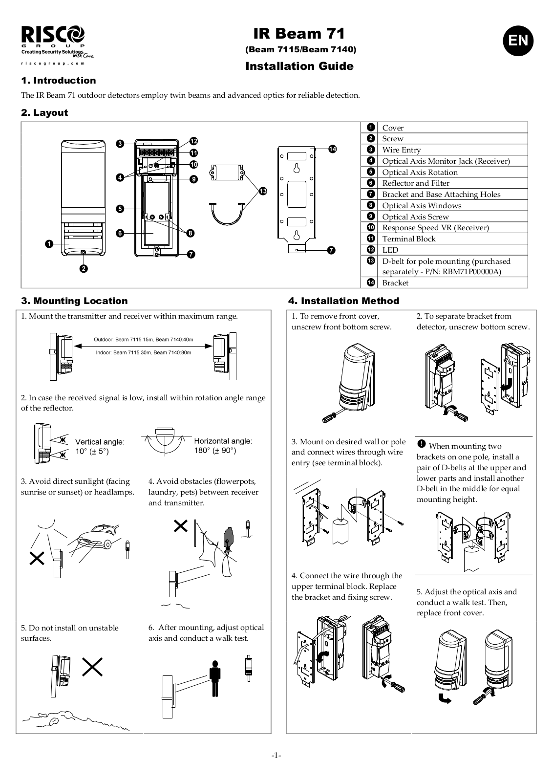 RISCO Group IR Beam 71 User Manual