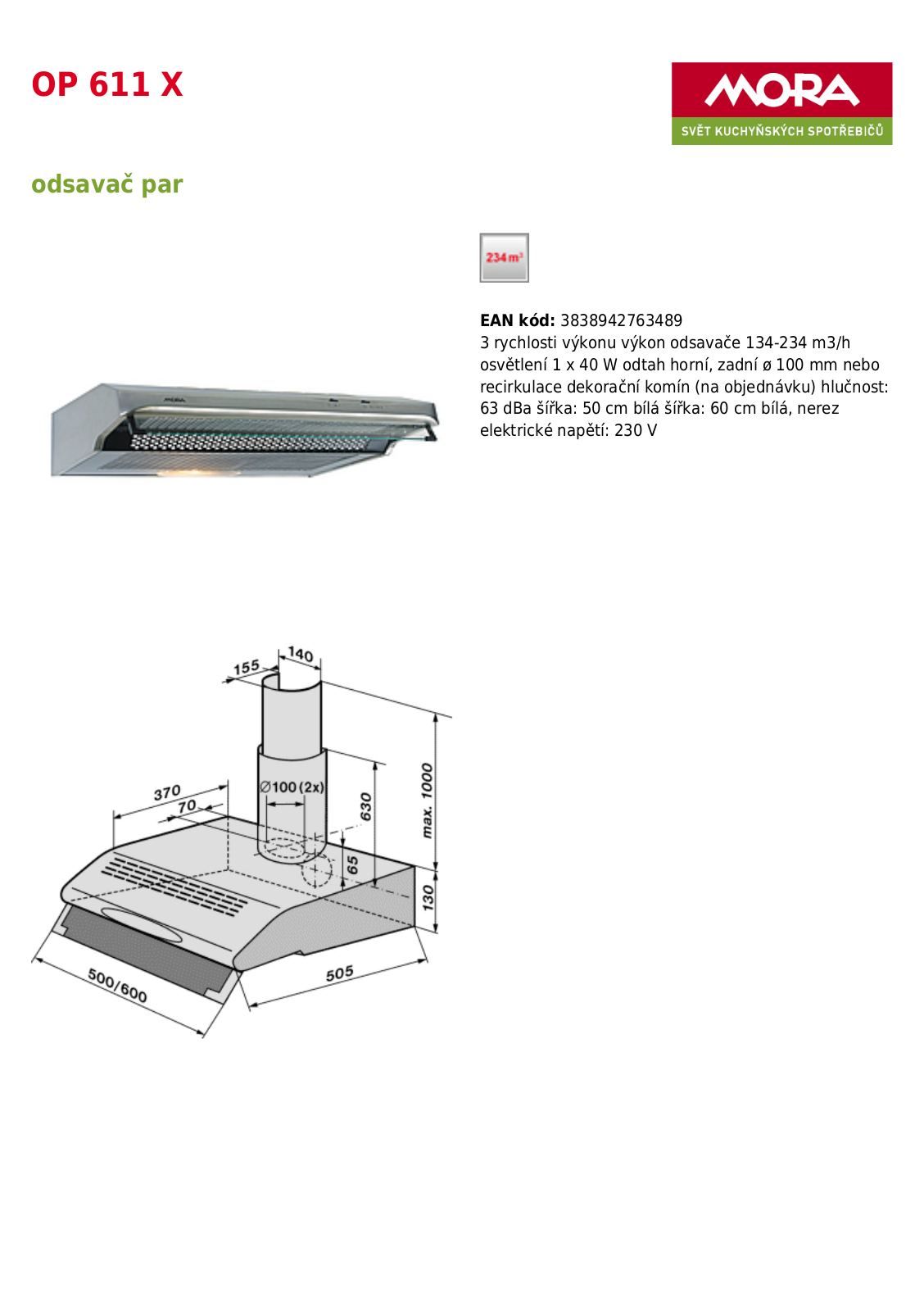 Mora OP 611 X User Manual