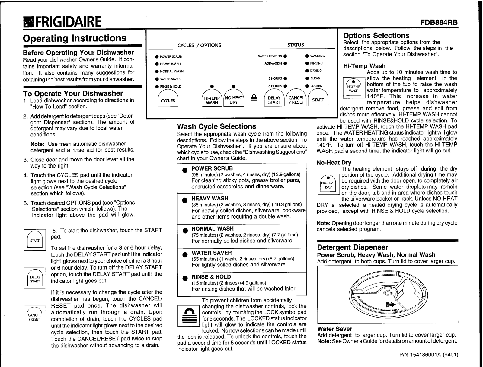 Frigidaire FDB884RB Owner's Guide