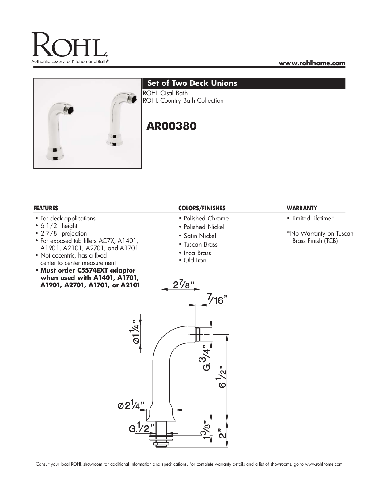 Rohl AR00380TCB User Manual