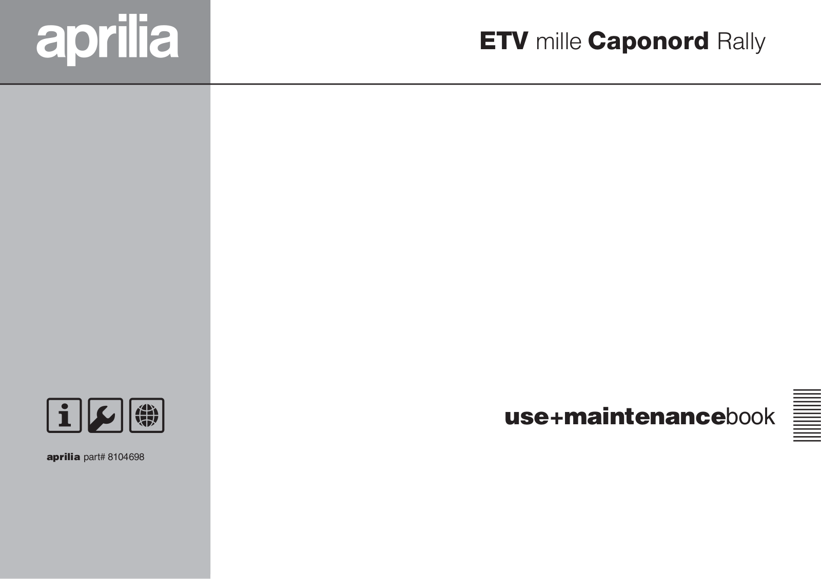 Aprilia ETV MILLE CAPONORD RALLY 2003 User Manual