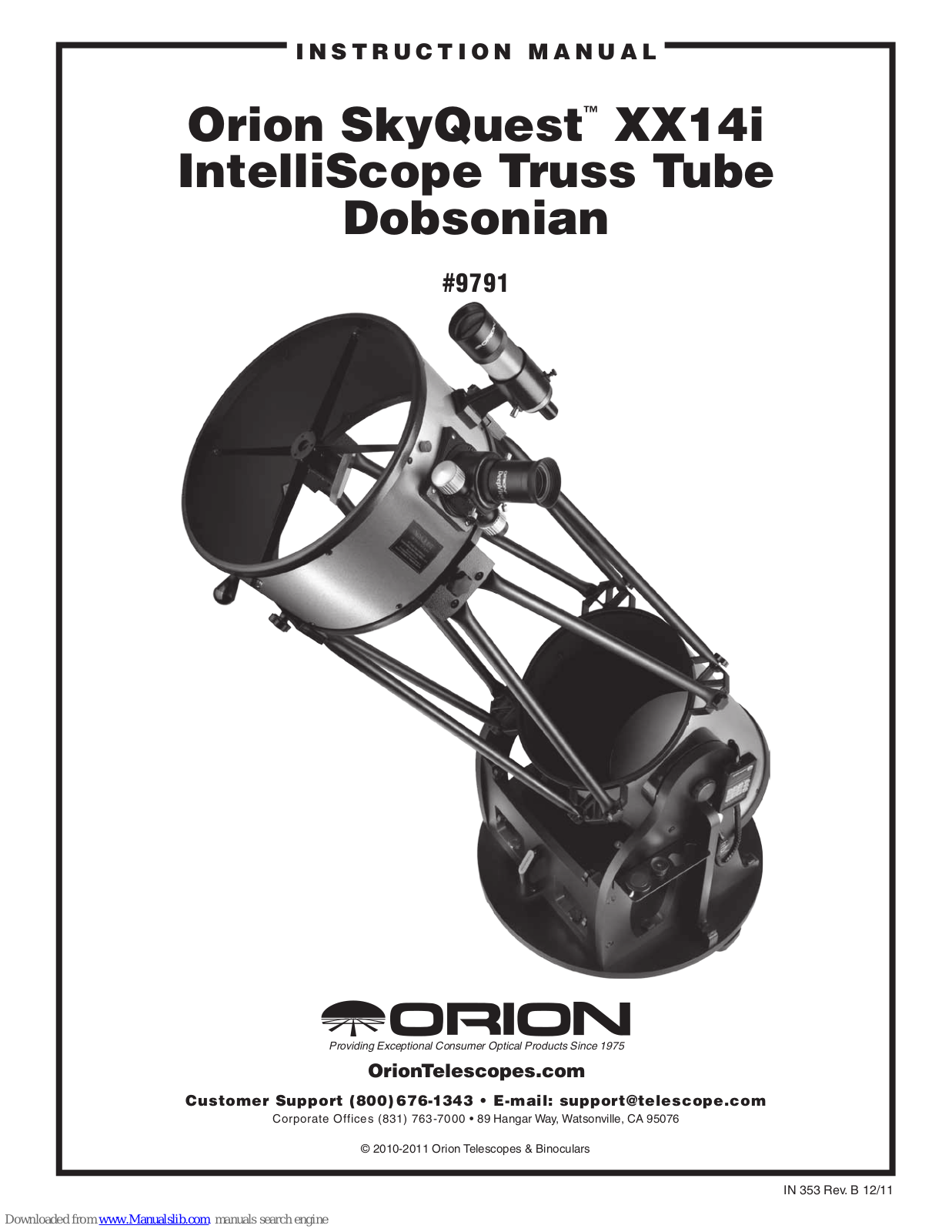 Orion SkyQuest XX14i IntelliScope, 9791 Instruction Manual