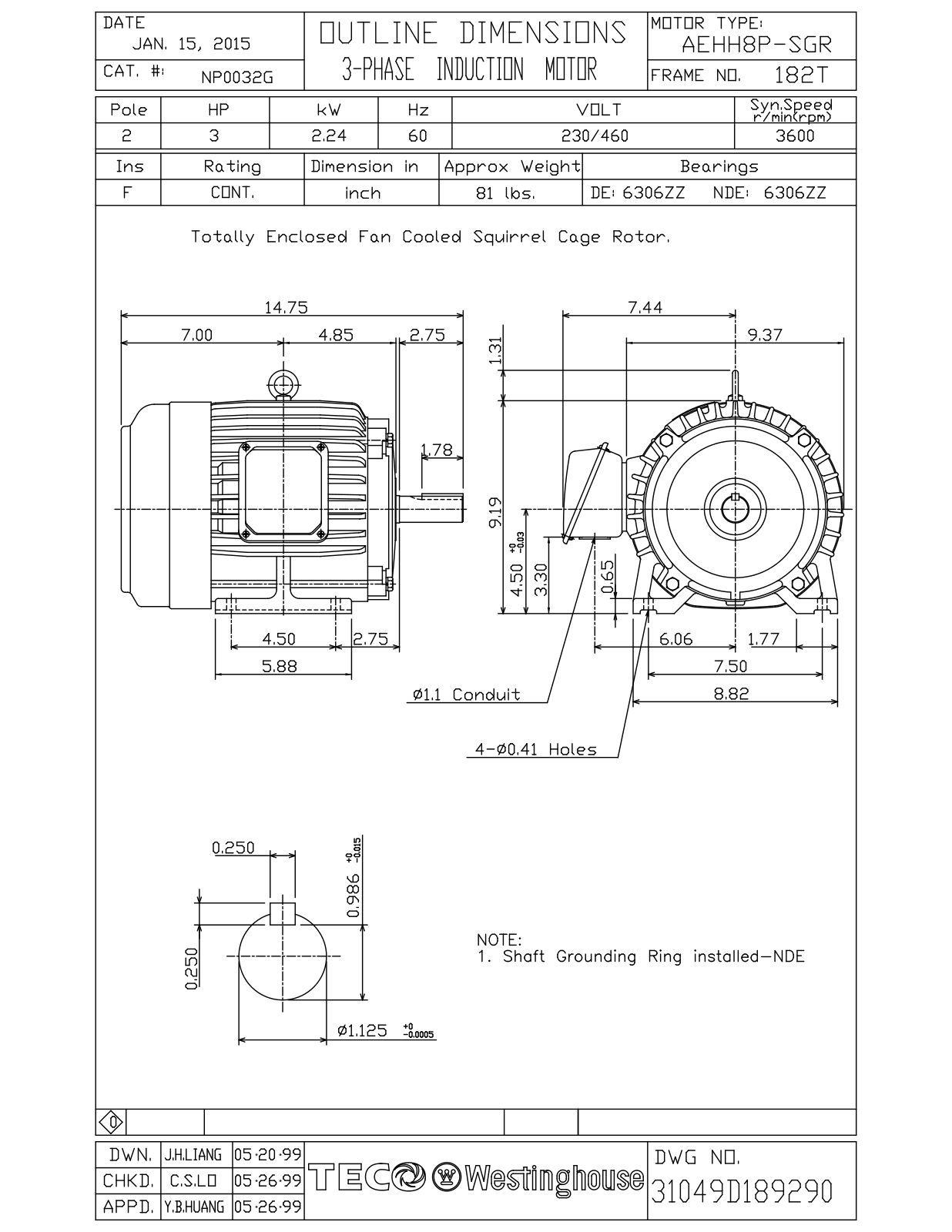 Datasheet NP0032G Reference Drawing (Teco) - ManualMachine.com