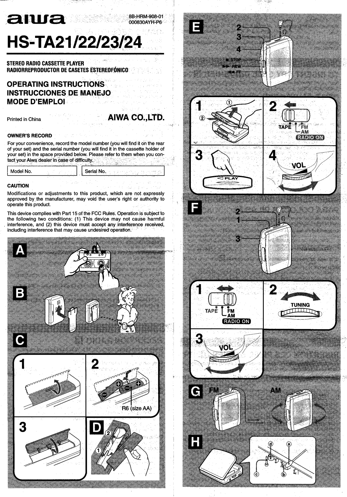 Sony HSTA24 OPERATING MANUAL