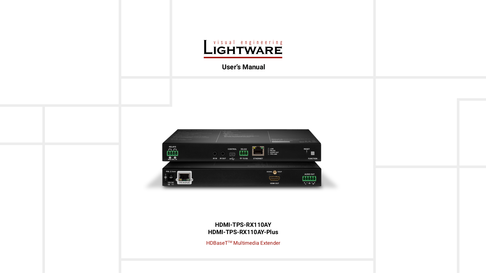 Lightware HDBaseT HDMI-TPS-RX110AY-Plus, HDBaseT HDMI-TPS-RX110AY User Manual - ManualMachine.com
