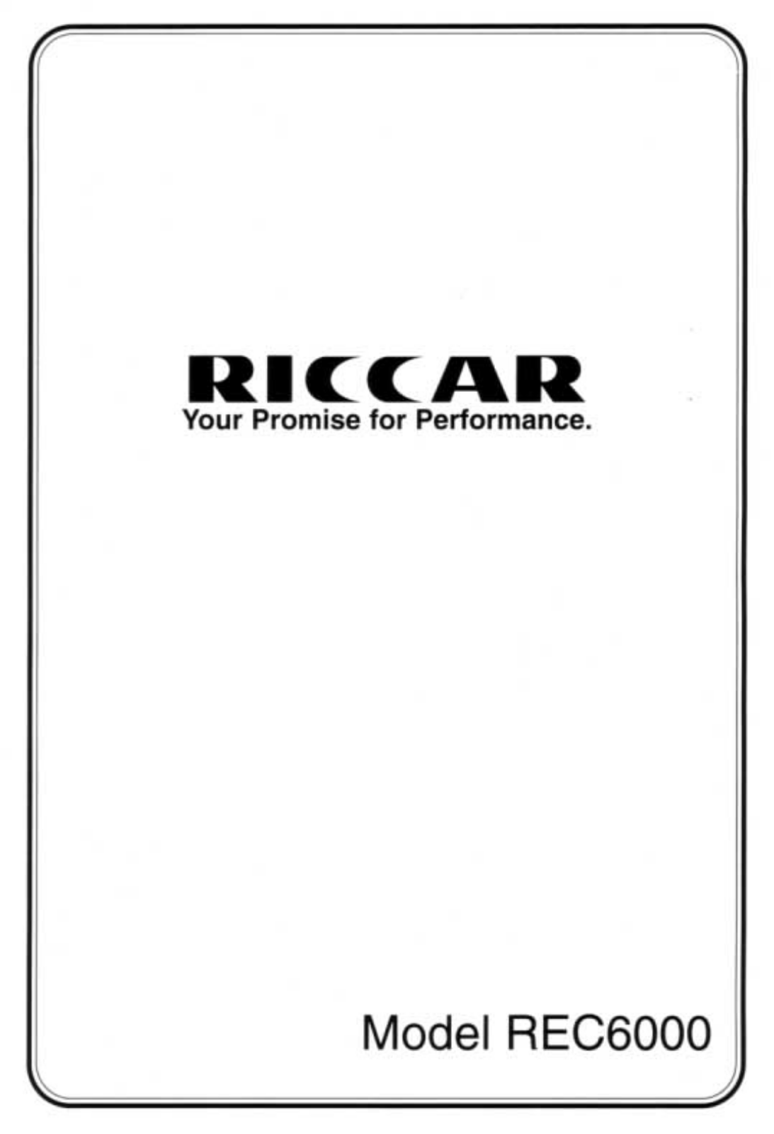 RICCAR REC6000 Instruction Manual