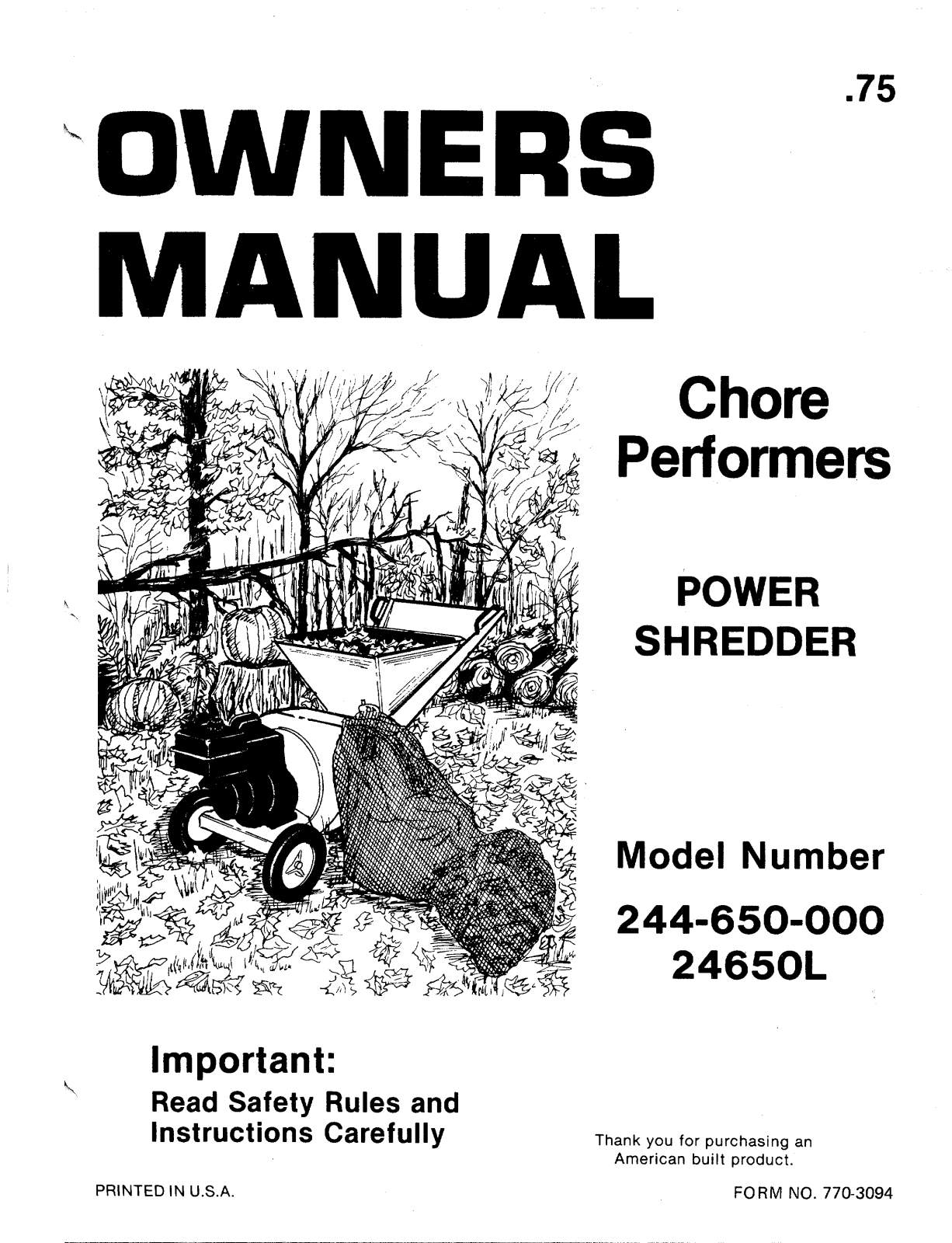 Bolens 244-650-000, 24650L User Manual