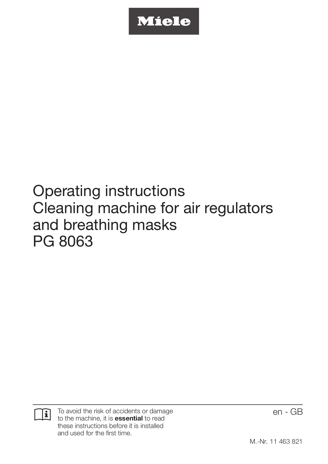 Miele PG 8063 Operating instructions