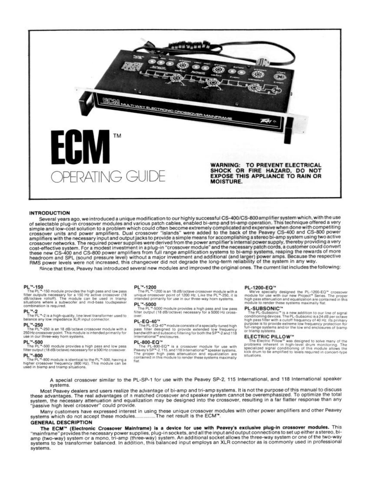 Peavey ECM Operating Manual