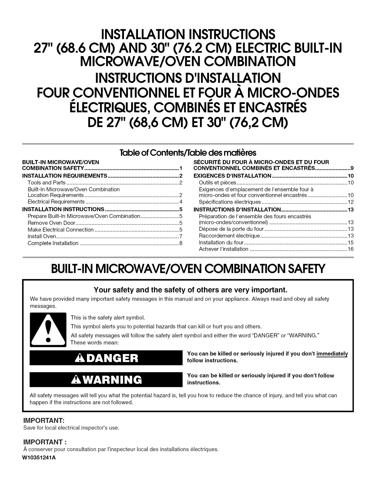 Whirlpool MMW7730DE01, MMW9730AW02, MMW9730AS00, MMW9730AS02, MMW9730AW00 Installation Guide - ManualMachine.com