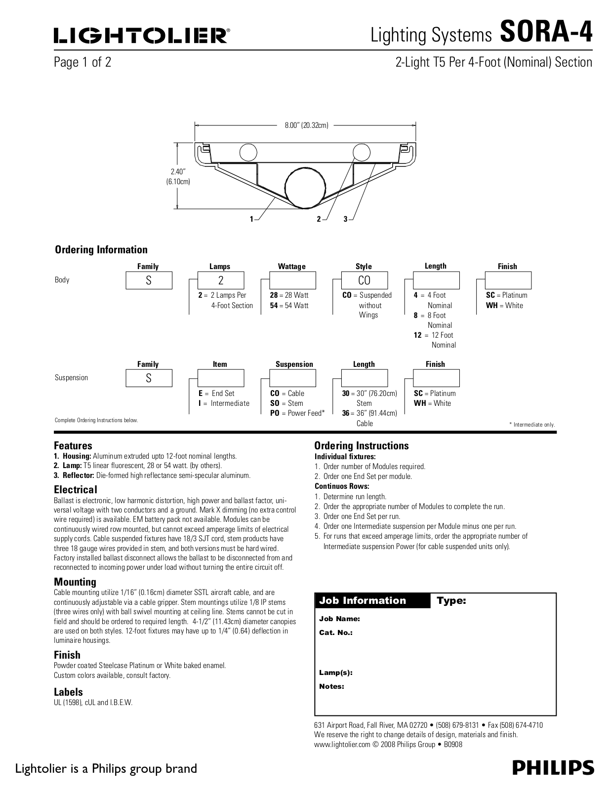 Lightolier SORA-4 User Manual