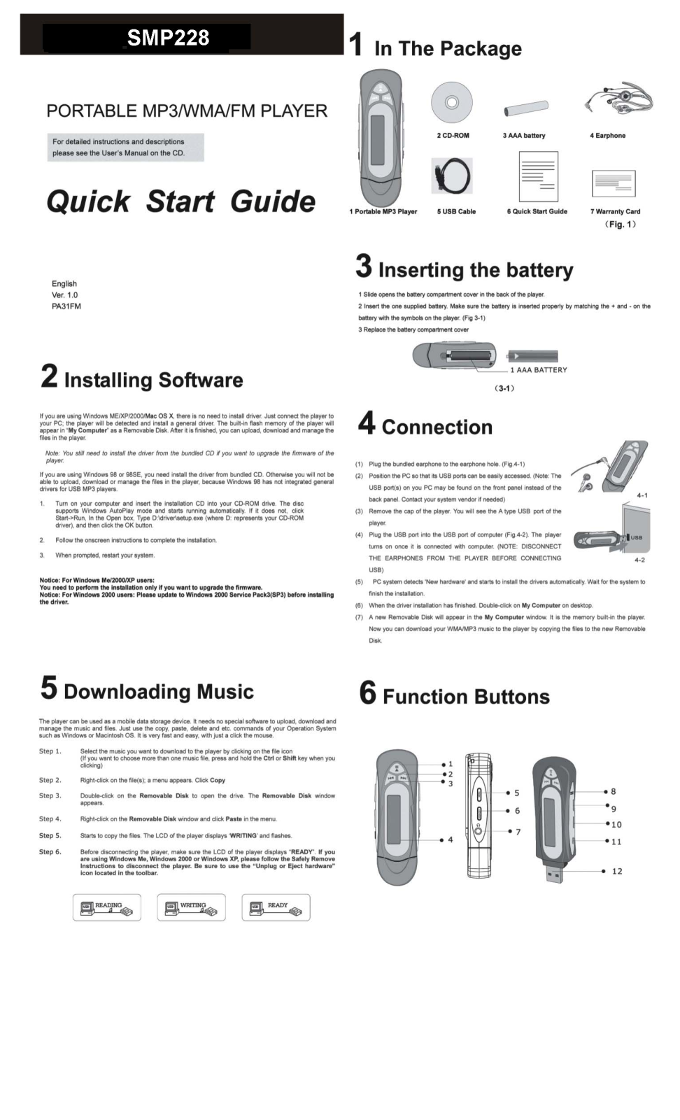 Sylvania SMP 228 Quick Start Guide