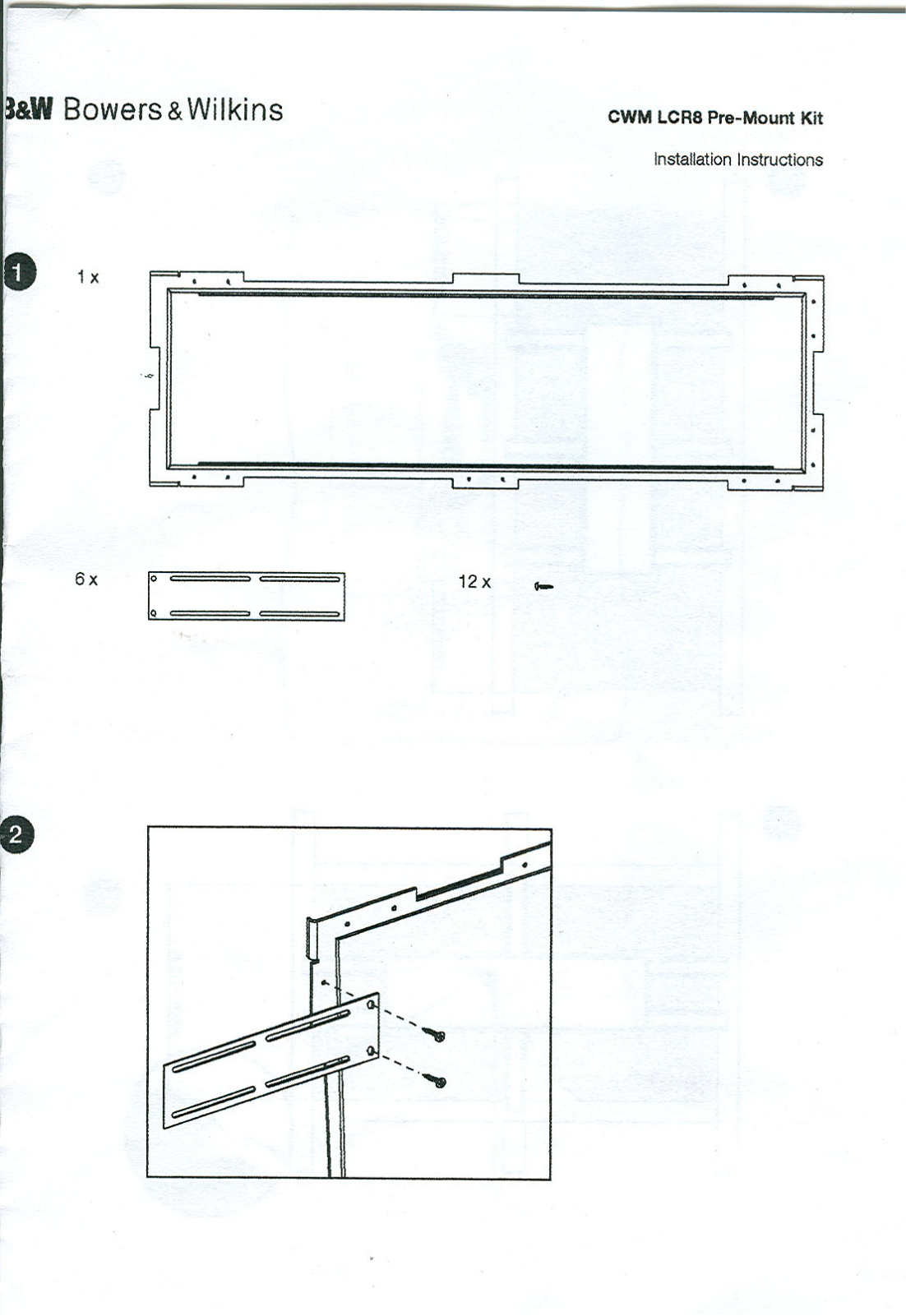 Bowers and Wilkins PMKLCR-8 Owners manual