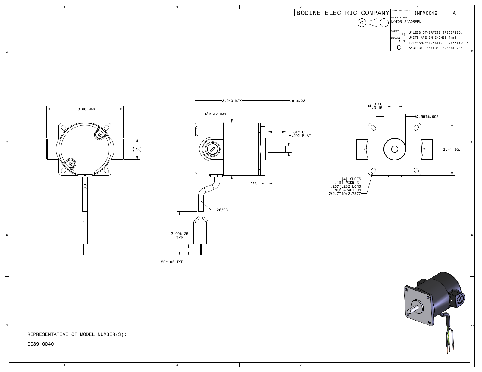 Bodine 0039, 0040 Reference Drawing