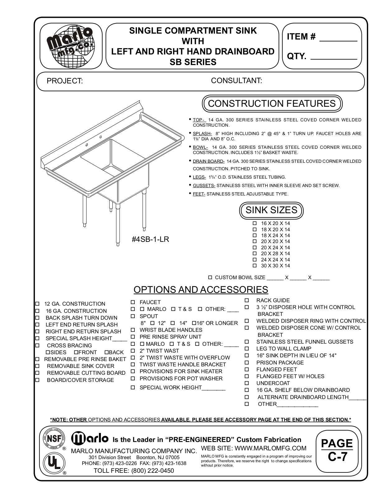 Marlo 4SB-1-1620-18LR User Manual