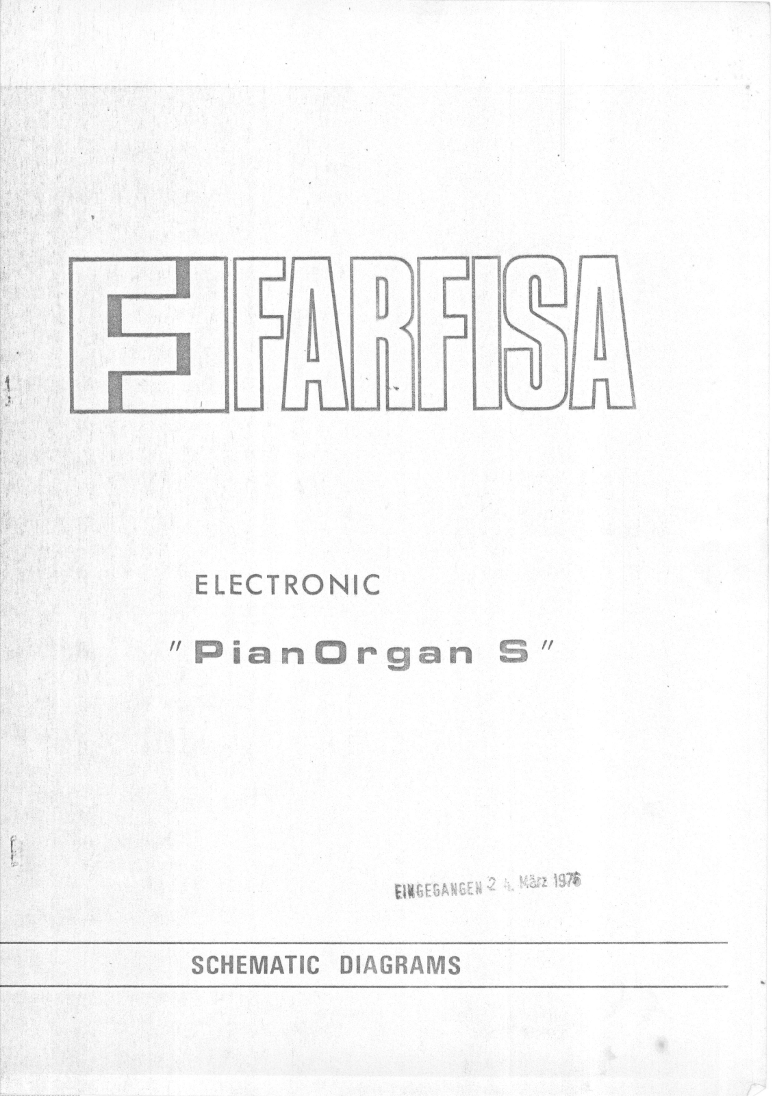 FARFISA PIANORGAN S SCHEMATIC