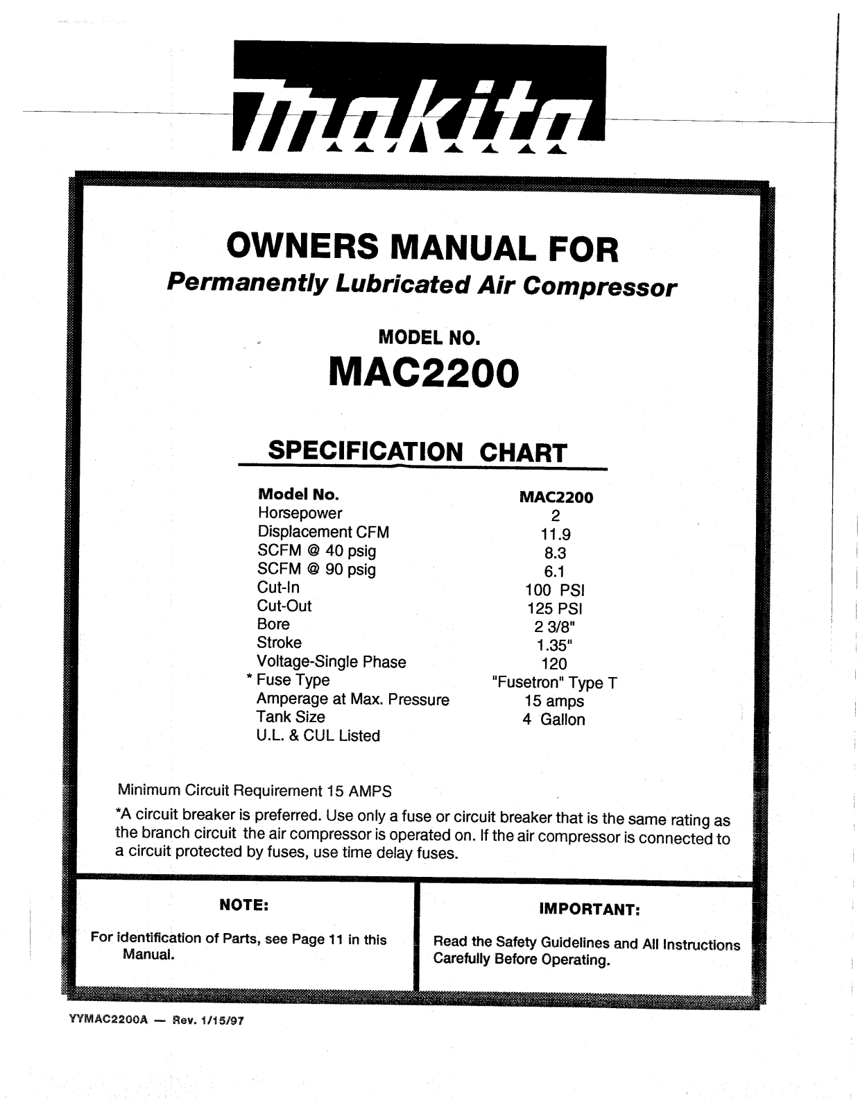 Makita MAC2200 User Manual