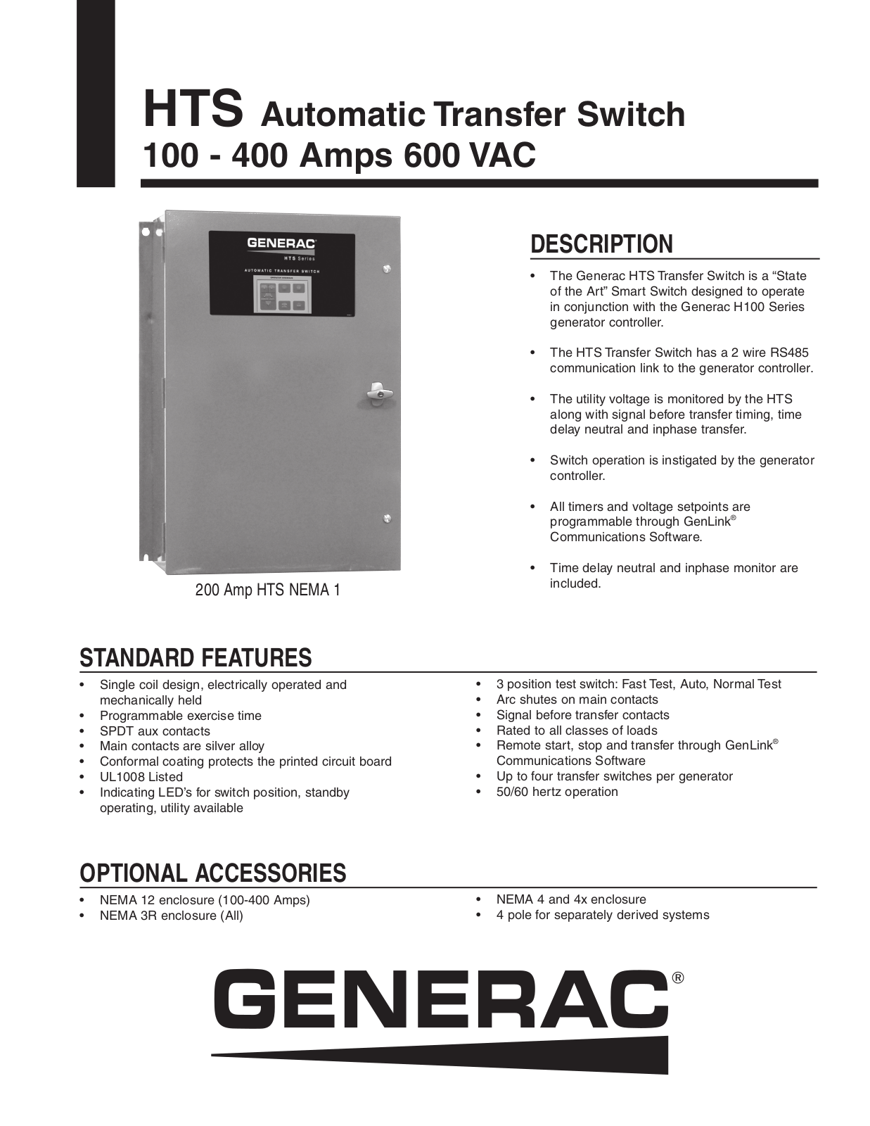 Generac HTSN400K3 User Manual