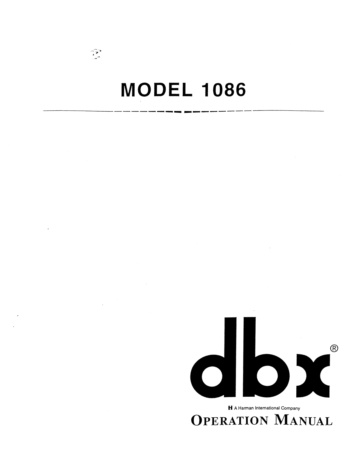 dbx 1086 Operation Manual