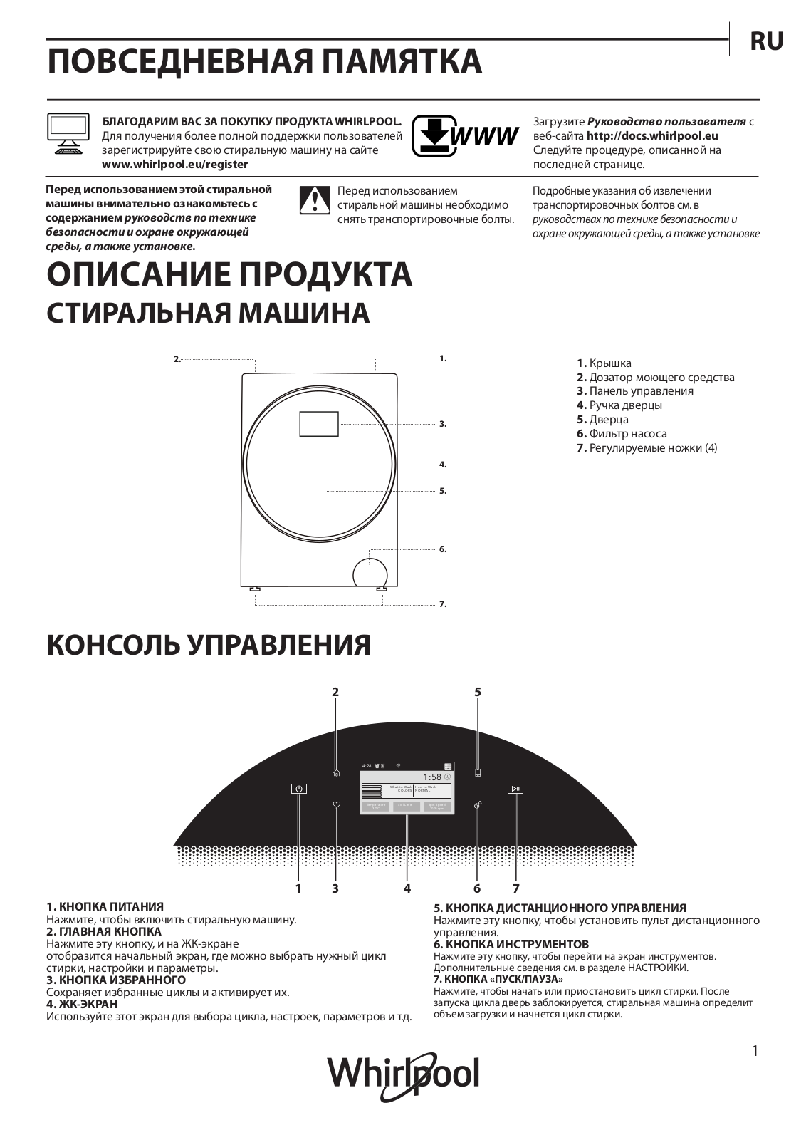 WHIRLPOOL FRR12451 Daily Reference Guide