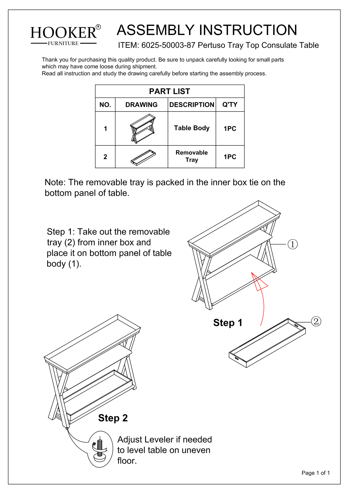 Hooker 6025-50003-87 Assembly Instructions