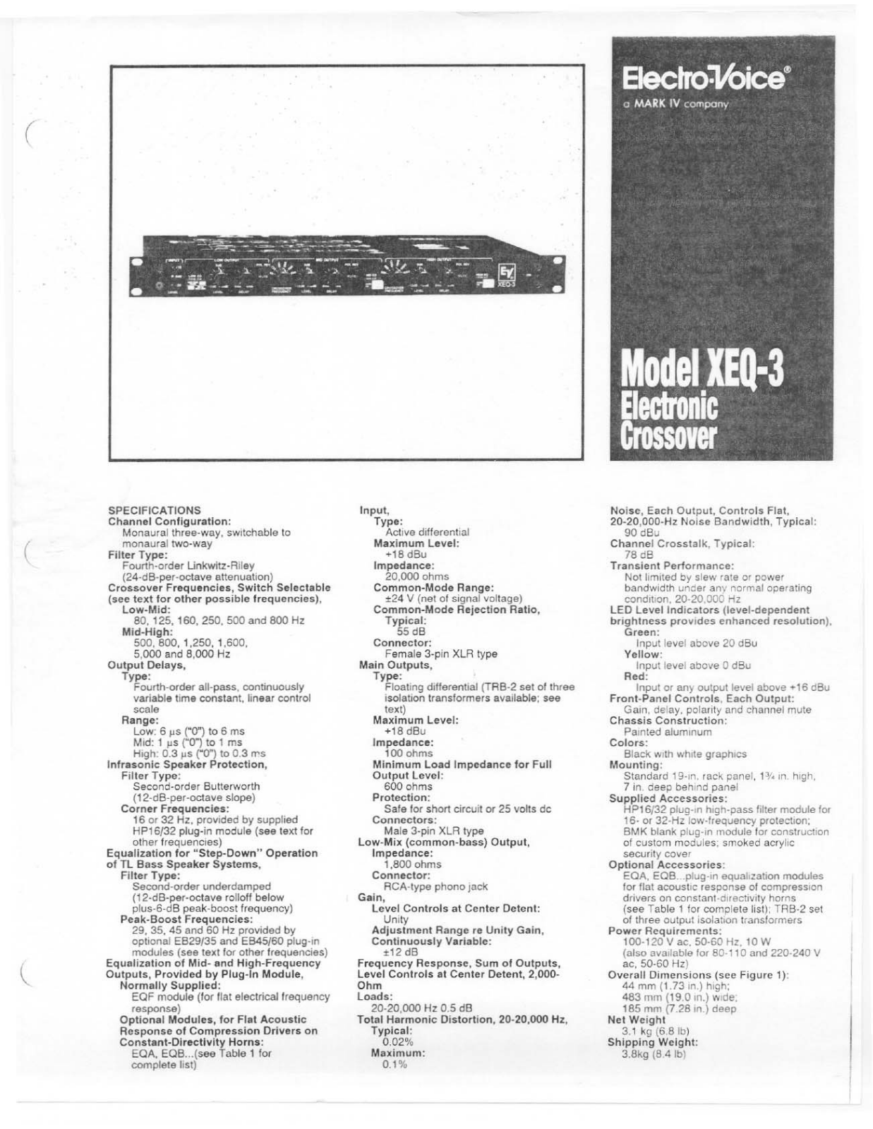 Electro-voice XEQ-3 DATASHEET