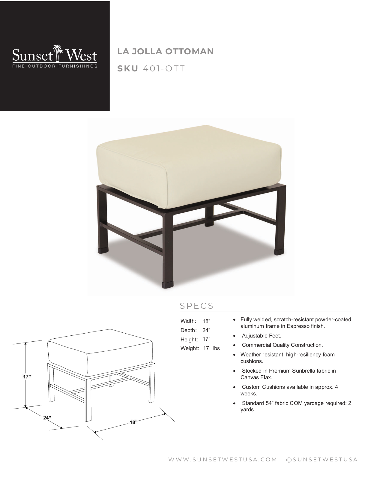 Sunset West XSW1222 Specifications - ManualMachine.com