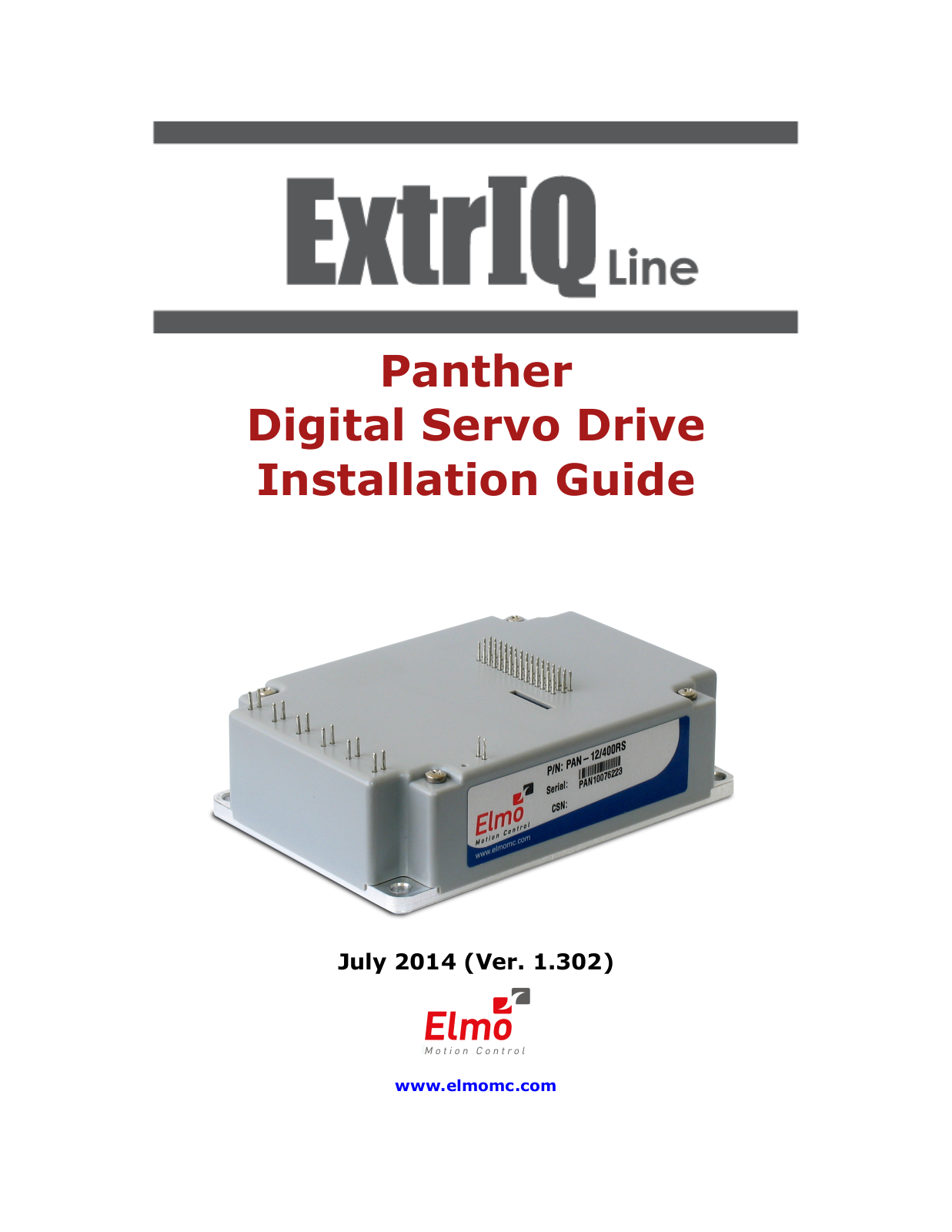 ElmoMC ExtrIQ Digital Servo Drives-Panther User Manual