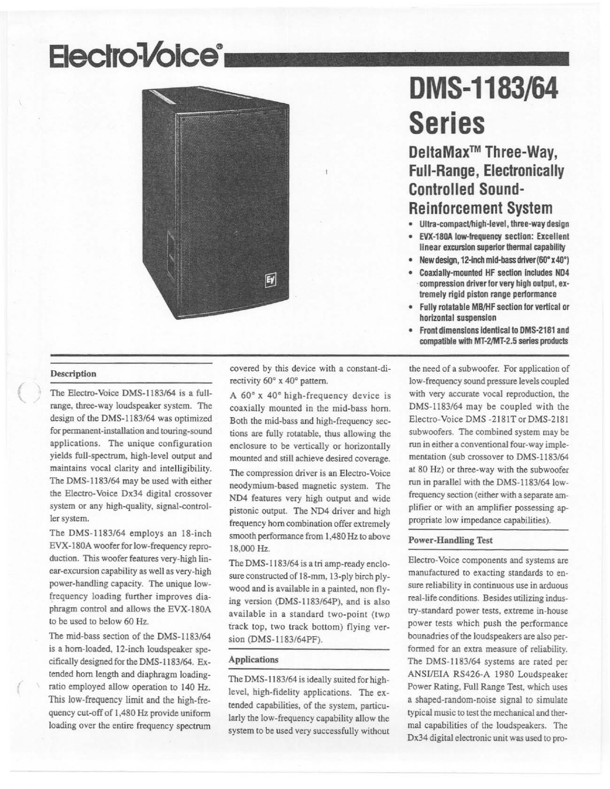 Electro-voice DMS-1183-64 DATASHEET