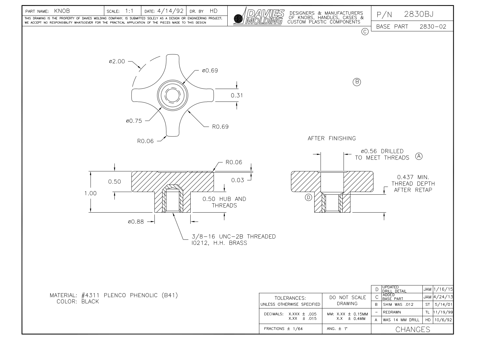 Davies Molding 2830BJ Reference Drawing