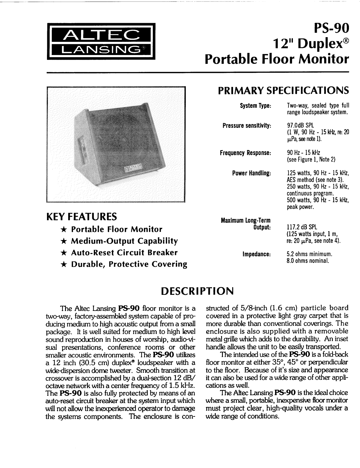 Altec lansing PS-90 User Manual