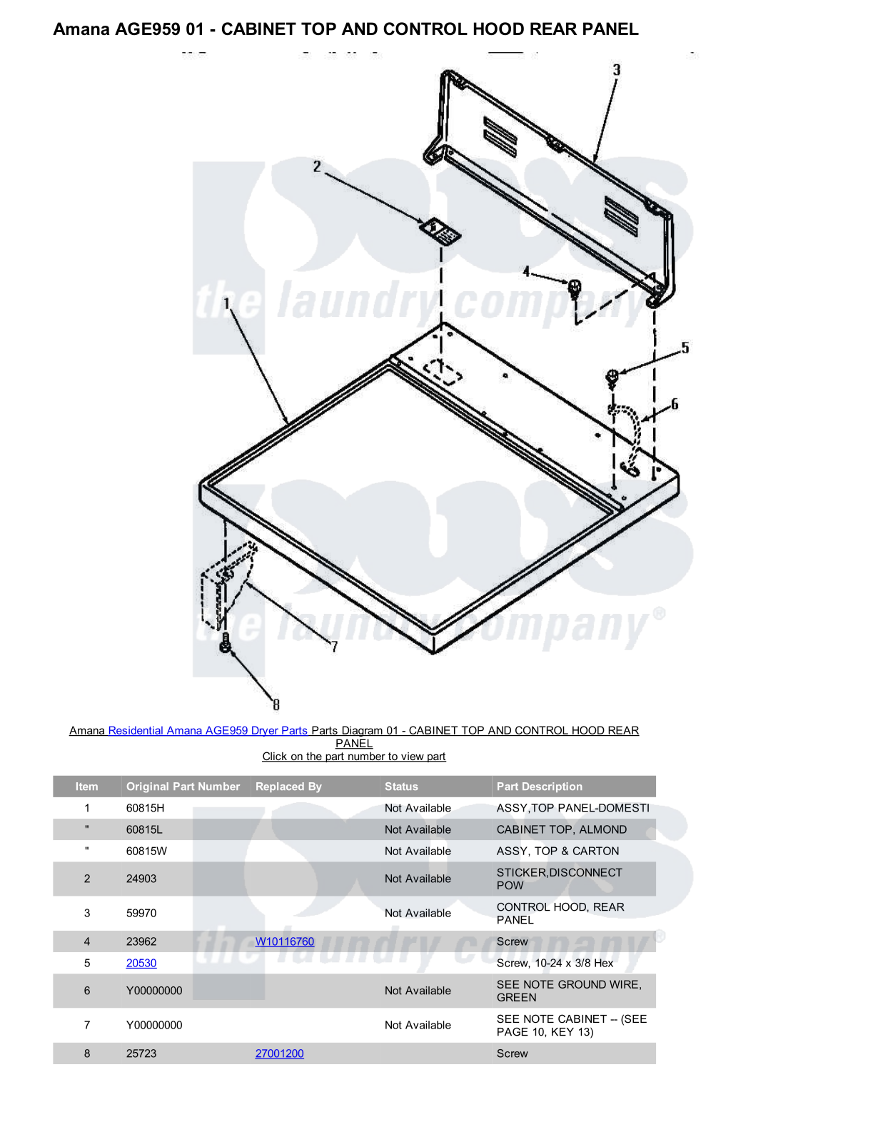 Amana AGE959 Parts Diagram