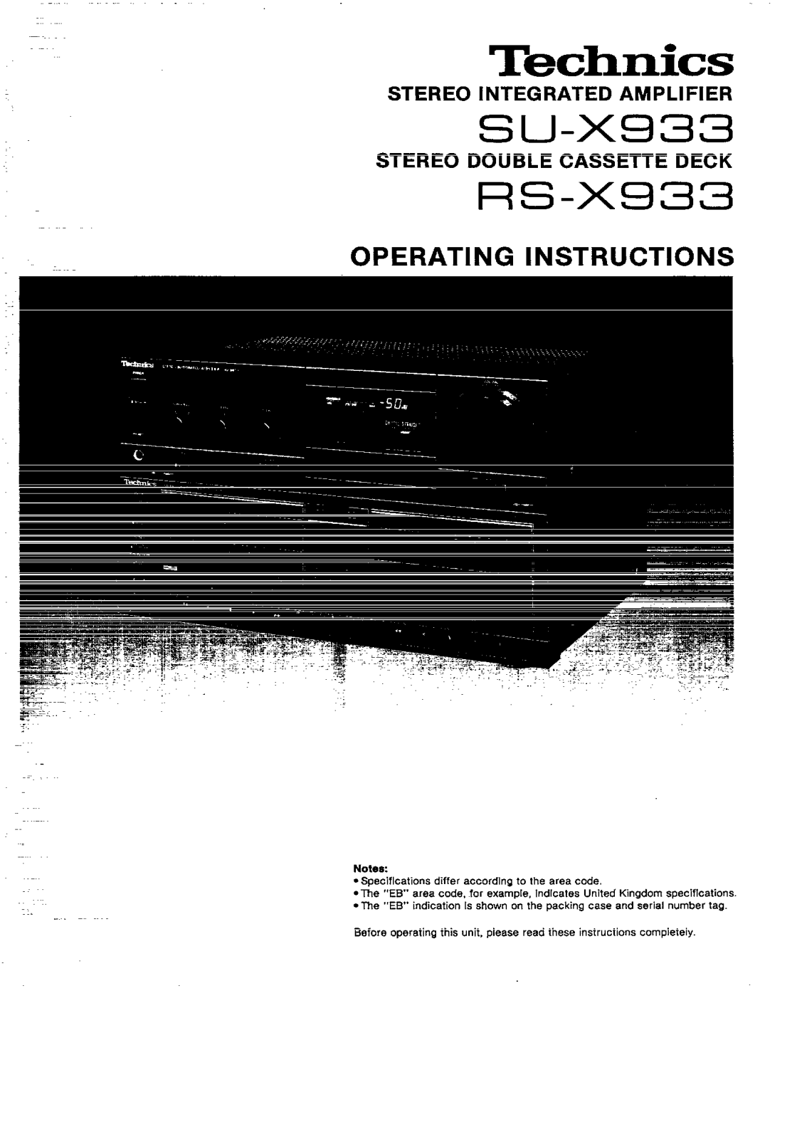 Panasonic RS-X933 User Manual