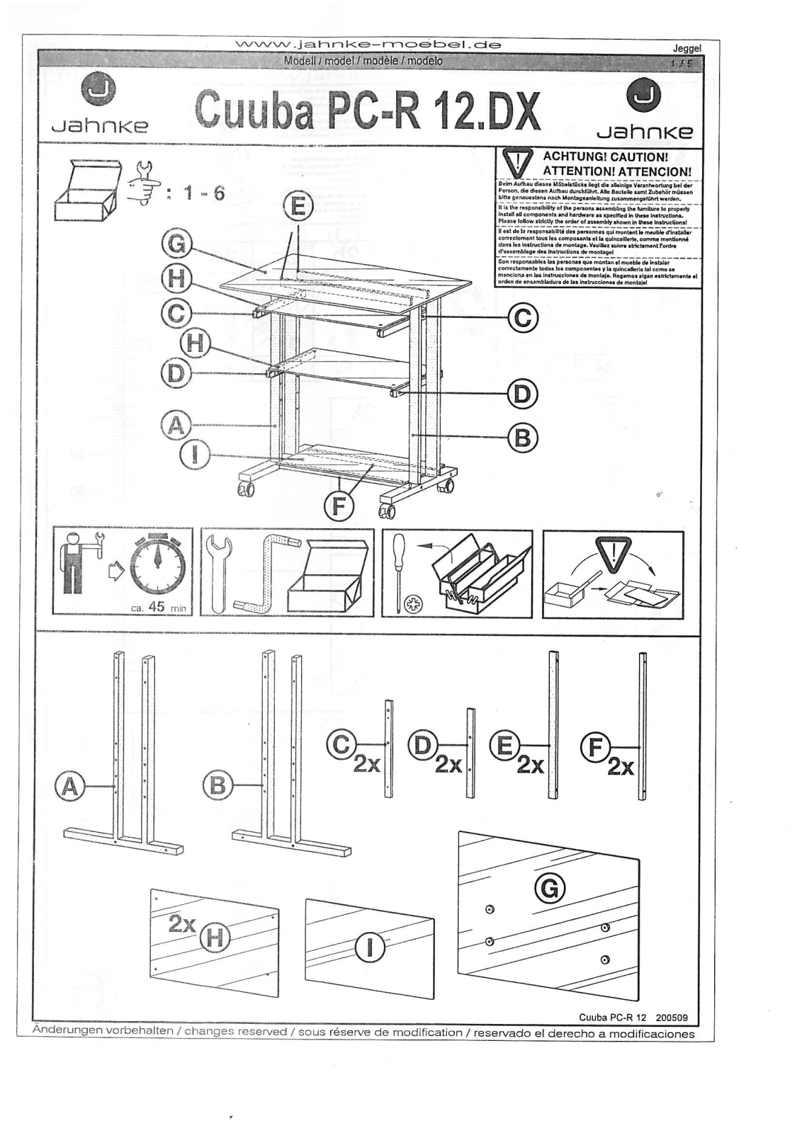 Jahnke PC-R 12 Assembly instructions