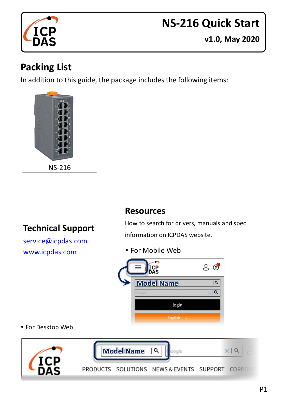 ICPDAS NS-216 Quick Start Guide