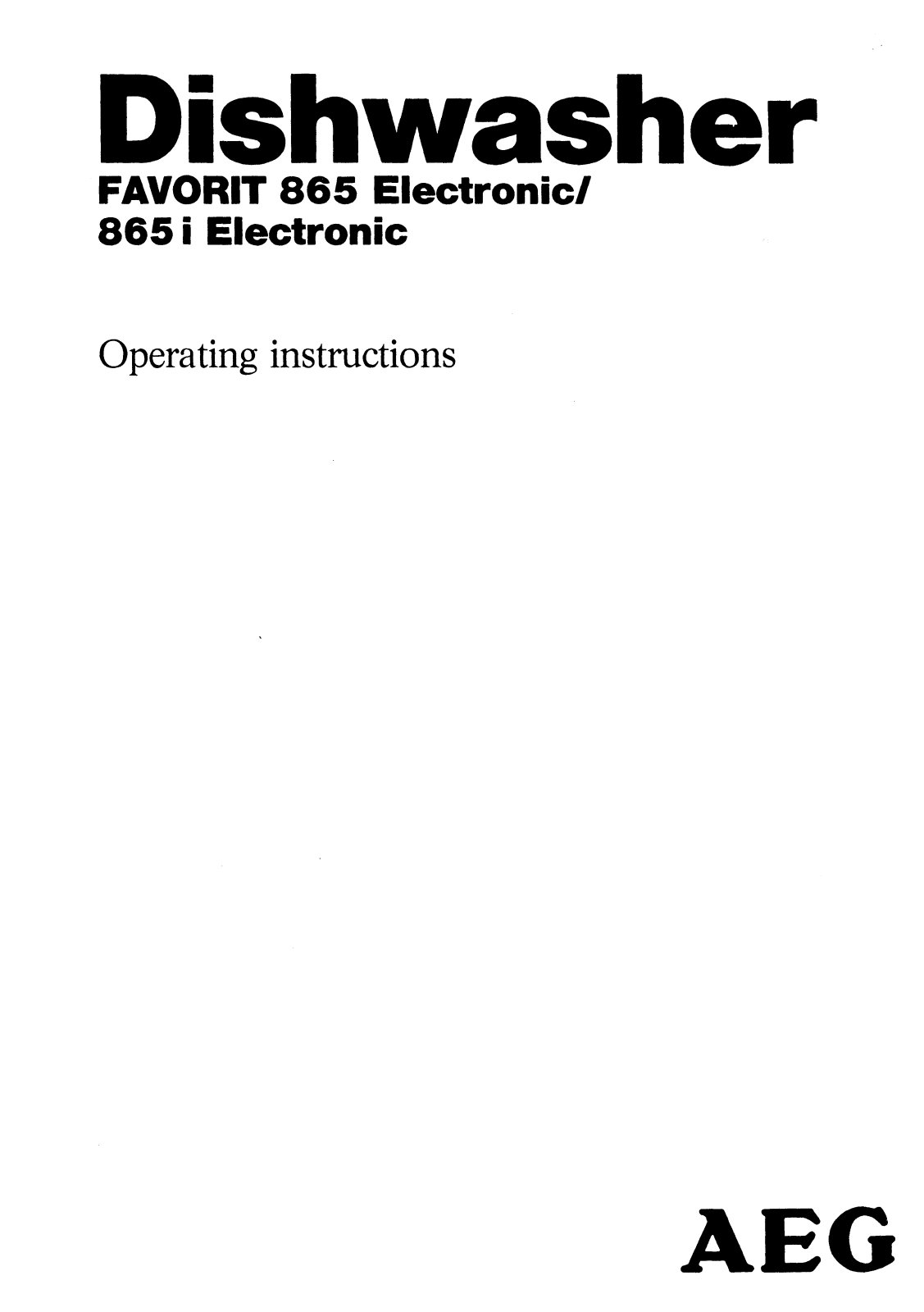 AEG-Electrolux FAVORIT 865 User Manual