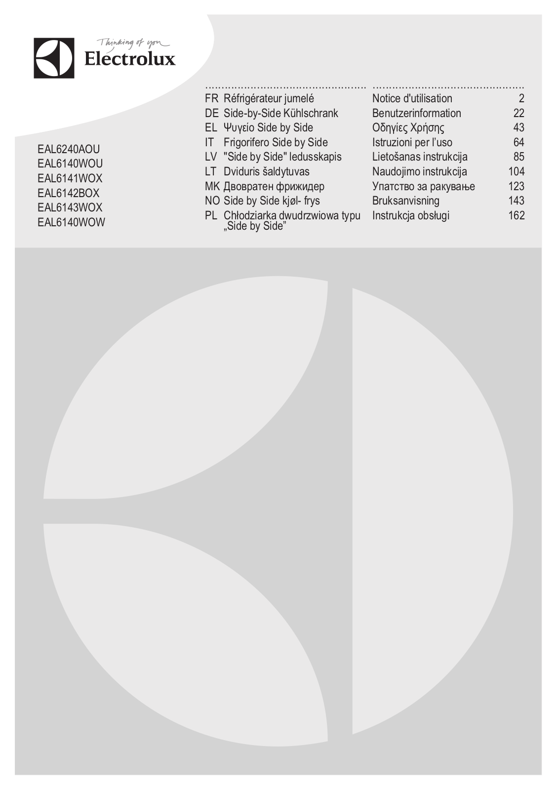 ELECTROLUX EAL6140WOU User Manual