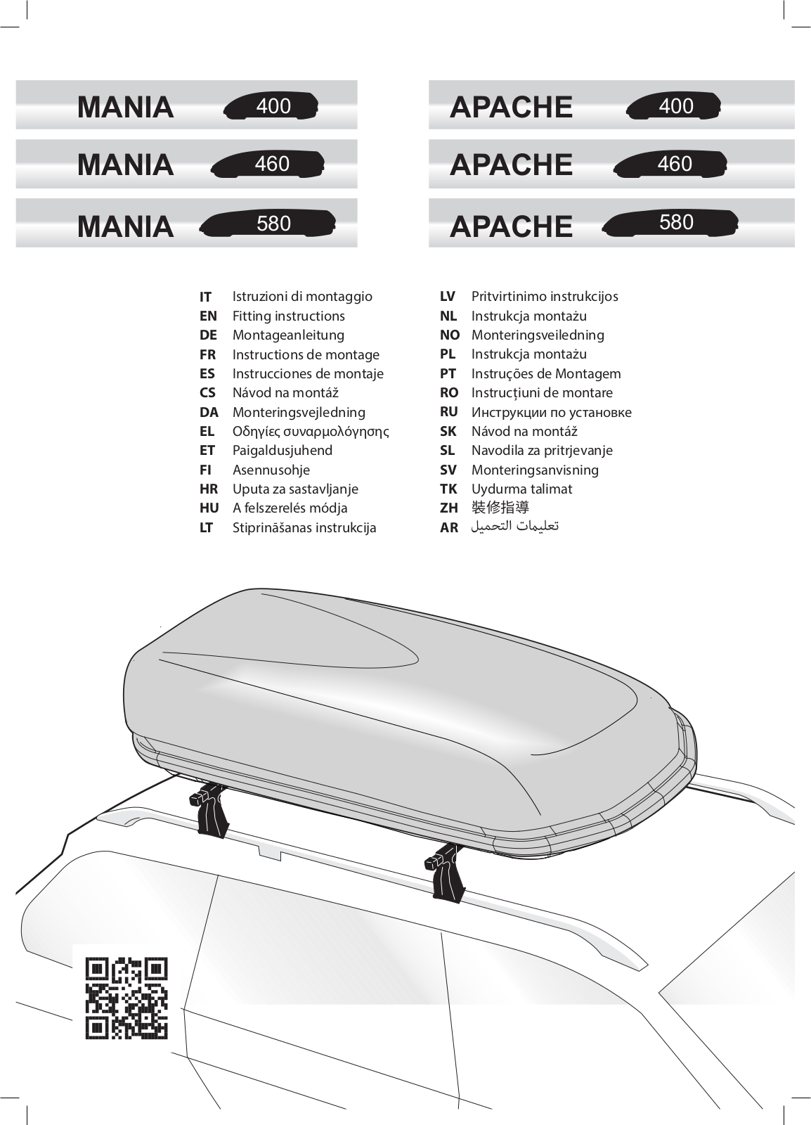 Menabo MANIA 400, MANIA 460, MANIA 580, APACHE 400, APACHE 460 User guide - ManualMachine.com