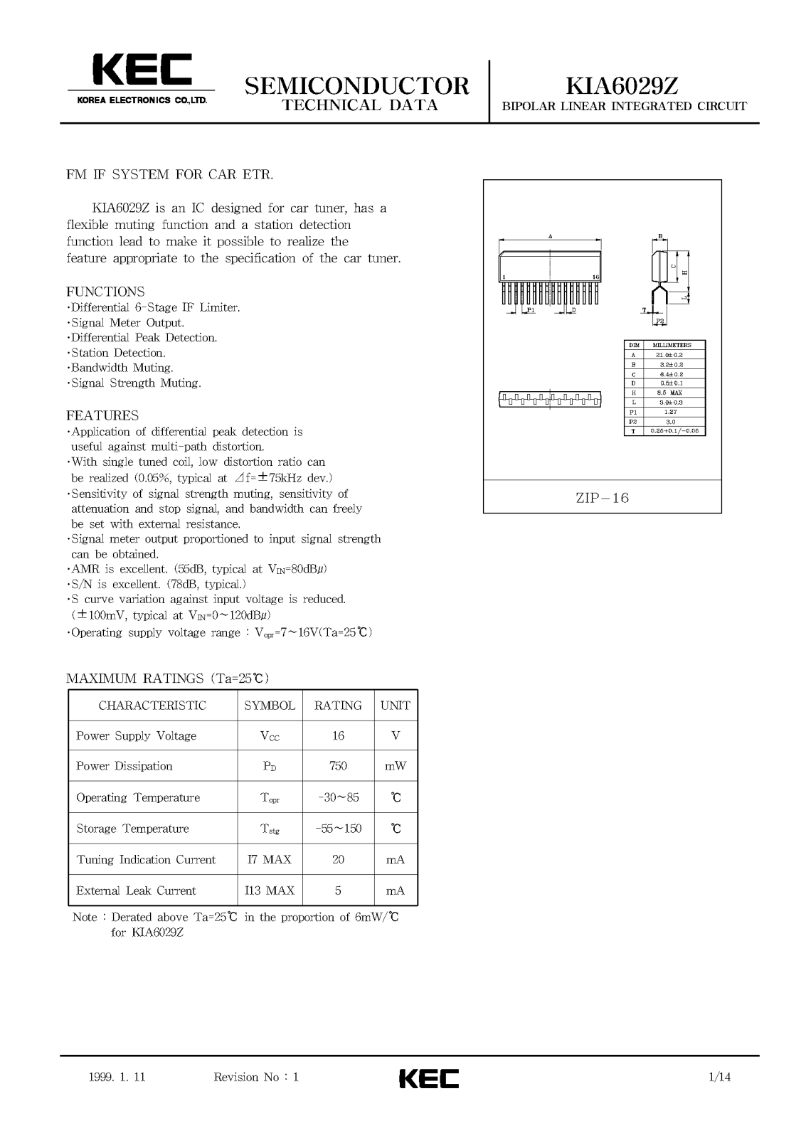 KEC KIA6029Z Datasheet