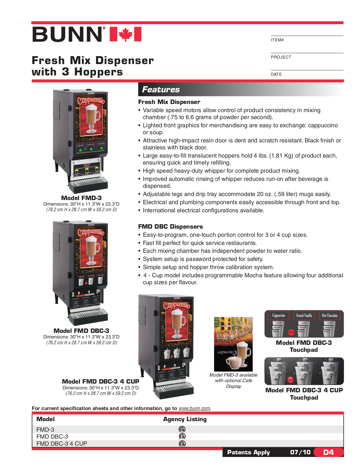 Bunn-O-Matic FMD-3, l FMD DBC-3, FMD DBC-3 4 CUP General Manual