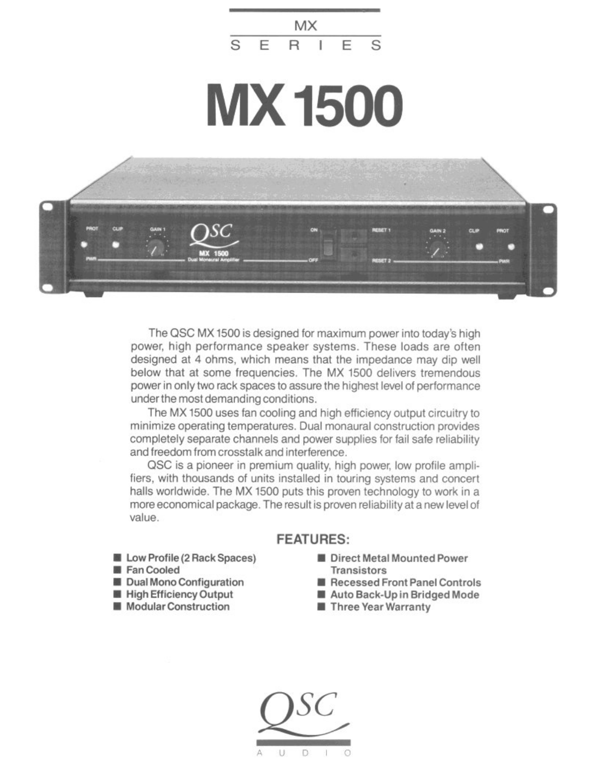 QSC Audio MX 1500 User Manual