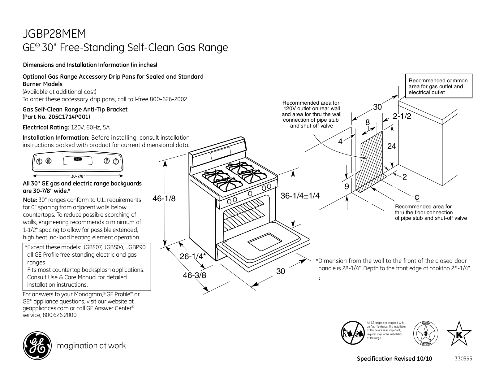 General Electric JGBP28MEMBS User Manual