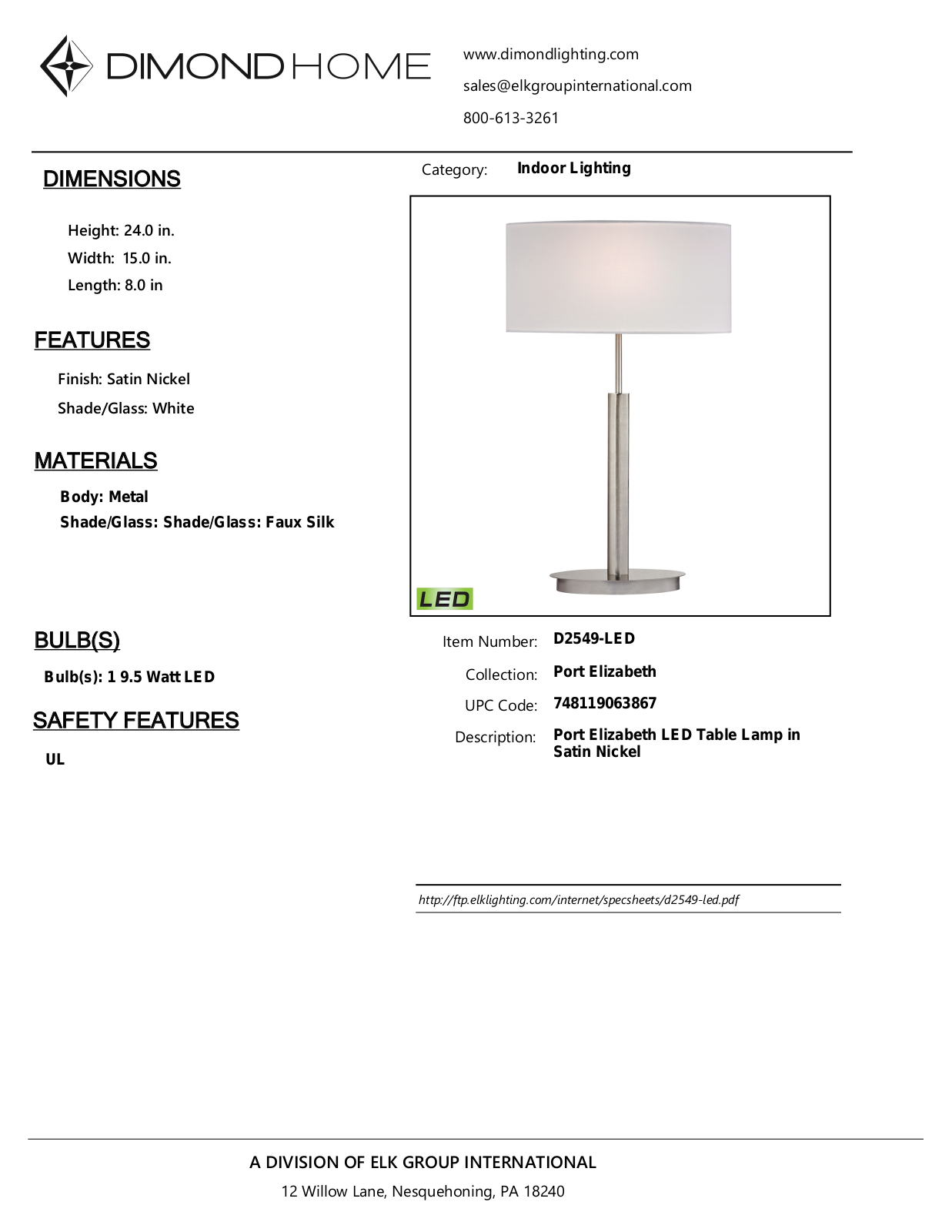 ELK Home D2549LED User Manual