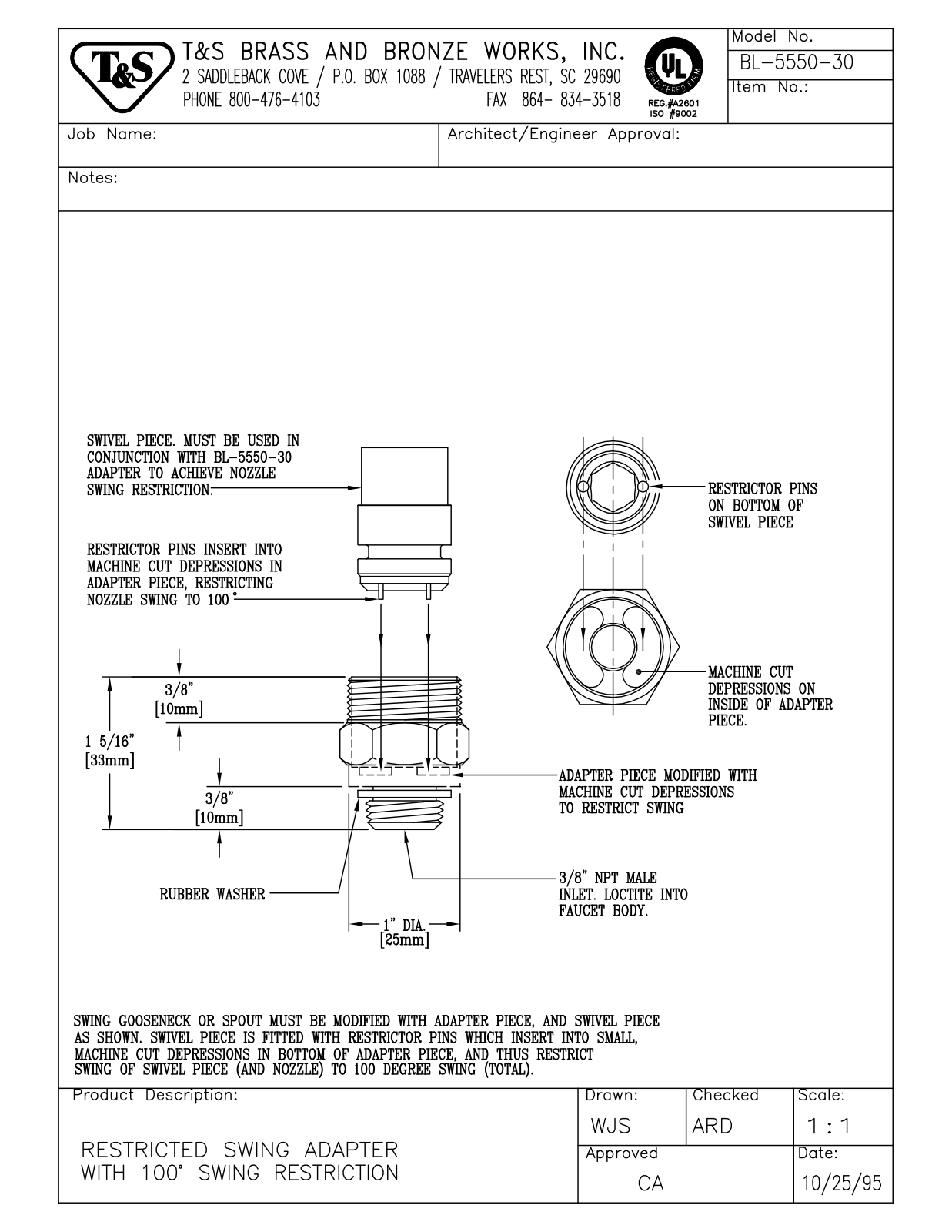 T&S Brass BL-5550-30 User Manual