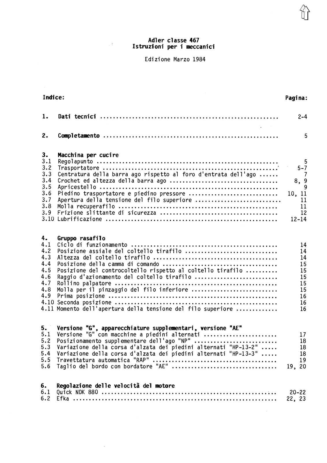 Adler 467 Service Manual