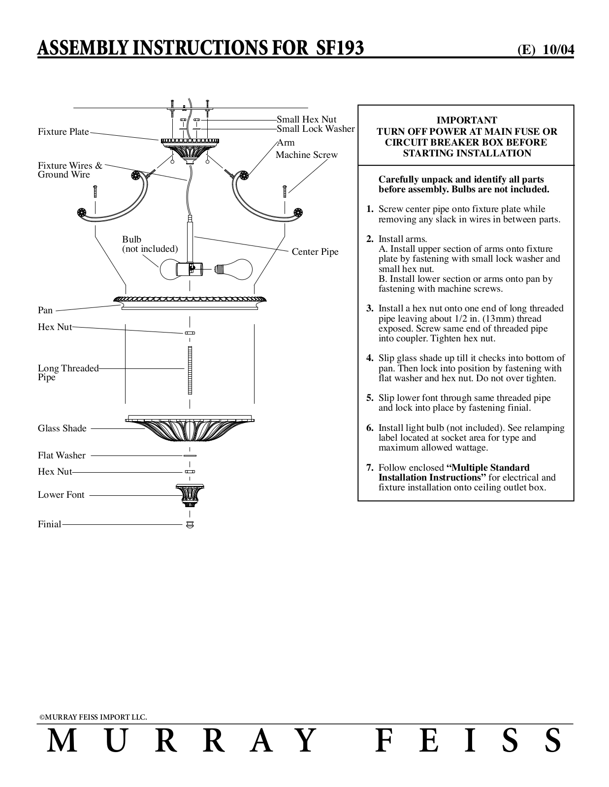 Feiss SF193 User Manual