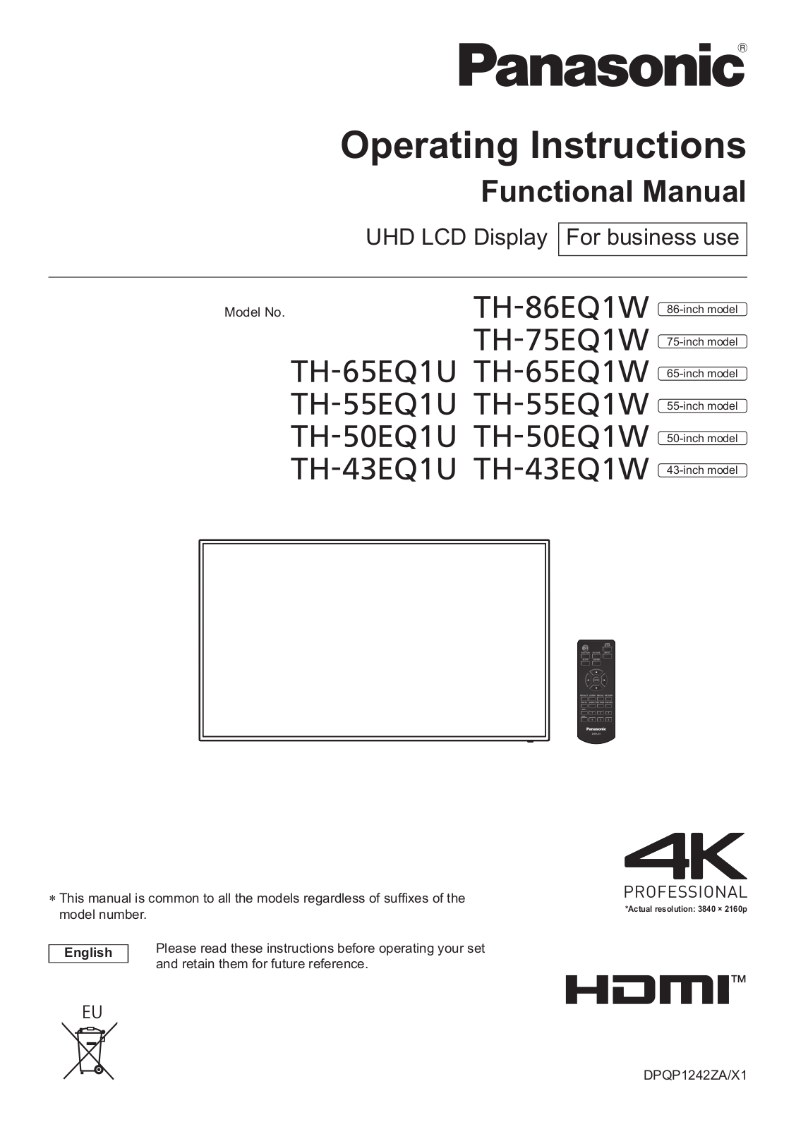 Panasonic TH-50EQ1W User Manual