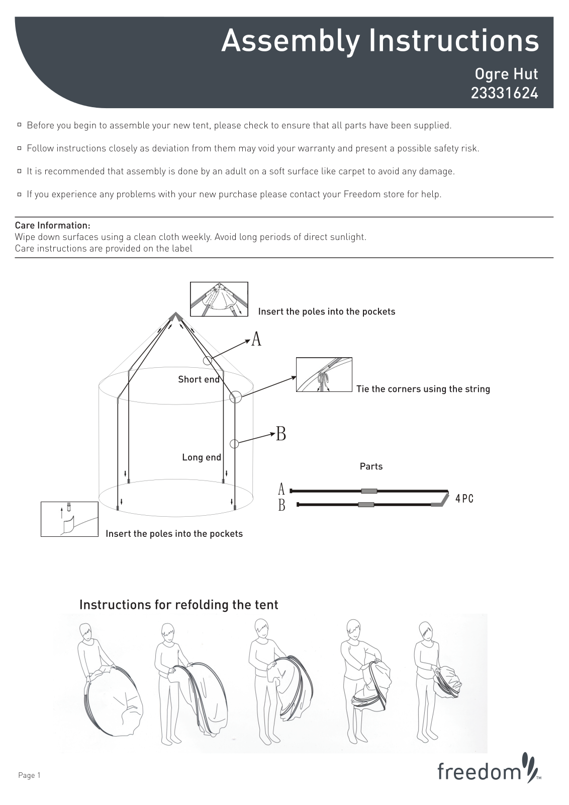 Freedom Ogre Hut Assembly Instruction