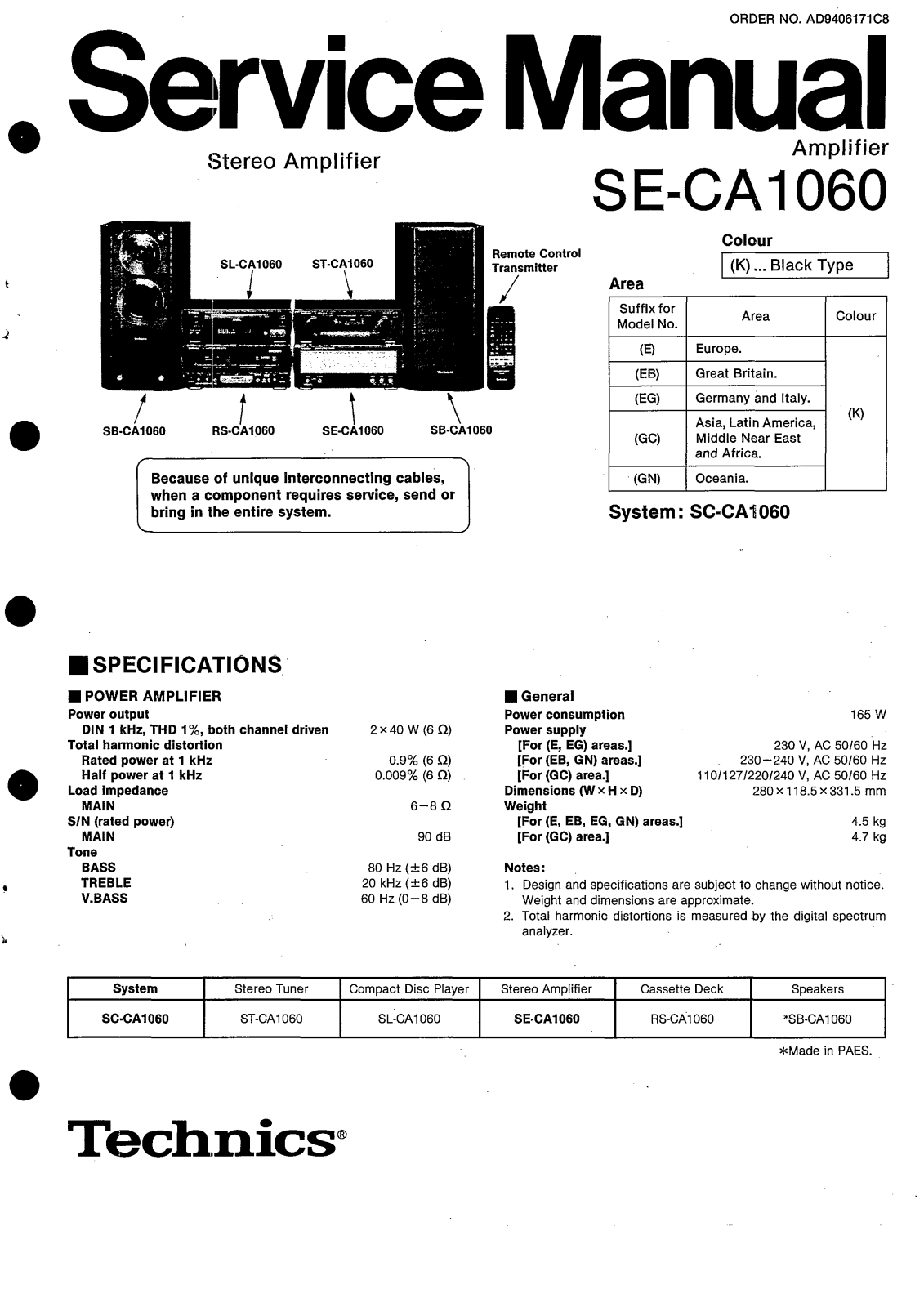 Technics SECA-1060 Service manual